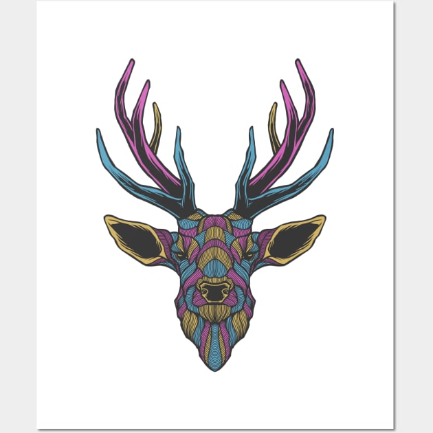 Deer art illustration Wall Art by Luckyart11